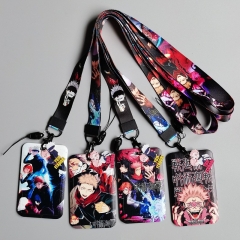 10 Styles Jujutsu Kaisen Cartoon Anime Phone Strap Lanyard Card Holder Bag