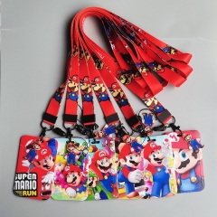 6 Styles Super Mario Bro Cartoon Anime Phone Strap Lanyard Card Holder Bag