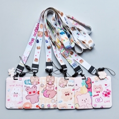 6 Styles Bears Cartoon Anime Phone Strap Lanyard Card Holder Bag