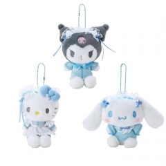 12CM 3 Styles Sanrio Hello Kitty Cinnamoroll Melody Cartoon Anime Plush Toy Pendant Keychain