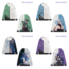 5 Styles Genshin Impact Cartoon Hooded Anime Zipper Hoodie