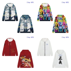 5 Styles One Piece Cartoon Hooded Anime Zipper Hoodie