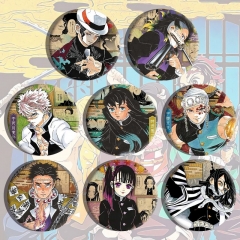 8PCS/SET 58mm 2 Styles Demon Slayer: Kimetsu no Yaiba Cartoon Anime Tinplate Pin Brooch