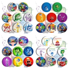 8PCS/SET 58mm 4 Styles Inside Out Cartoon Anime Tinplate Pin Brooch