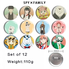 12PCS/SET 44mm SPY×FAMILY Cartoon Anime Tinplate Pin Brooch