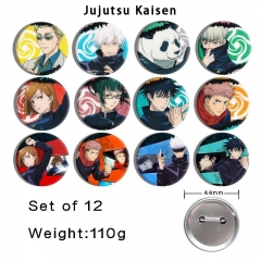 12PCS/SET 44mm Jujutsu Kaisen Cartoon Anime Tinplate Pin Brooch