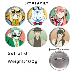 6PCS/SET 75mm 2 Styles SPY×FAMILY Cartoon Anime Tinplate Pin Brooch