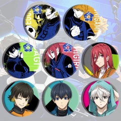 8PCS/SET 58mm 2 Styles Blue Lock Cartoon Anime Tinplate Pin Brooch