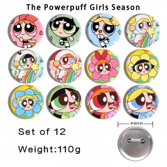 12PCS/SET 44mm 2 Styles The Powerpuff Girls Cartoon Anime Tinplate Pin Brooch