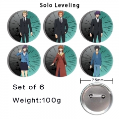 6PCS/SET 75mm 3 Styles Solo Leveling Cartoon Anime Tinplate Pin Brooch