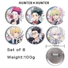 6PCS/SET 75mm 2 Styles HUNTER×HUNTER Cartoon Anime Tinplate Pin Brooch