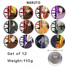 12PCS/SET 44mm Naruto Cartoon Anime Tinplate Pin Brooch