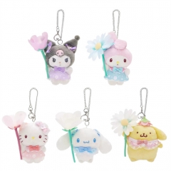 12CM 5 Styles Sanrio Hello Kitty Cinnamoroll Melody Cartoon Anime Plush Toy Pendant Keychain