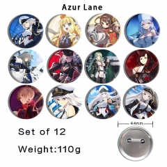 12PCS/SET 44mm Azur Lane Cartoon Anime Tinplate Pin Brooch