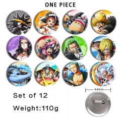 12PCS/SET 44mm One Piece Cartoon Anime Tinplate Pin Brooch