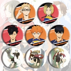 8PCS/SET 58mm 3 Styles Haikyuu Cartoon Anime Tinplate Pin Brooch