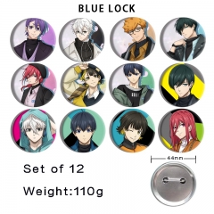 12PCS/SET 44mm Blue Lock Cartoon Anime Tinplate Pin Brooch