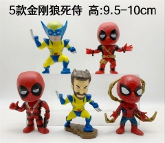 5PCS/SET 9-10CM Marvel Spider Man Deadpool The Avengers Cartoon Anime PVC Figure