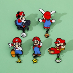 5 Styles Super Mario Bro Cartoon Anime Alloy Pin Brooch