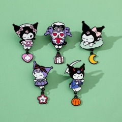 5 Styles Sanrio Kuromi Cartoon Anime Alloy Pin Brooch