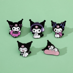 5 Styles Sanrio Kuromi Cartoon Anime Alloy Pin Brooch