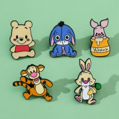 5 Styles Winnie the Pooh Cartoon Anime Alloy Pin Brooch