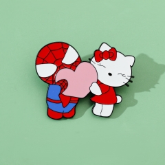 Spider-Man Hello Kitty Cartoon Anime Alloy Pin Brooch