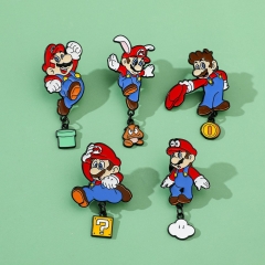 5 Styles Super Mario Bro Cartoon Anime Alloy Pin Brooch