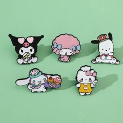 5 Styles Sanrio Cinnamoroll Kuromi Hello Kitty Cartoon Anime Alloy Pin Brooch