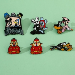 6 Styles The Nightmare Before Christmas Mickey Minnie Mouse Cartoon Anime Alloy Pin Brooch