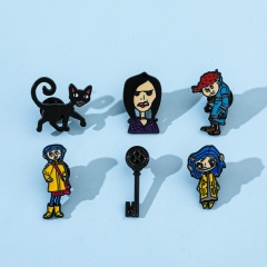 6 Styles Coraline & the Secret Door Cartoon Pin Anime Alloy Brooch