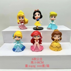 6PCS/SET 7-8CM Frozen Snow White The Little Mermaid Cartoon Anime PVC Figure