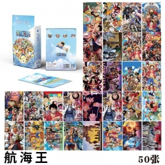 50PCS/SET One Piece Cartoon Anime Paper Lomo Card Set