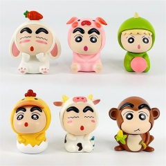 2 Styles 6PCS/SET 6CM Crayon Shin-chan Cartoon Anime PVC Figure