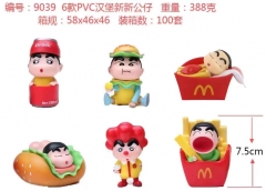 6PCS/SET Crayon Shin-chan Cartoon Anime PVC Figure