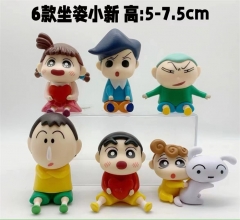 6PCS/SET 5-7CM Crayon Shin-chan Cartoon Anime PVC Figure