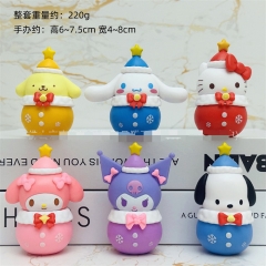 6PCS/SET 8CM Sanrio Melody Cinnamoroll Pom Kuromi Cartoon Anime PVC Figure