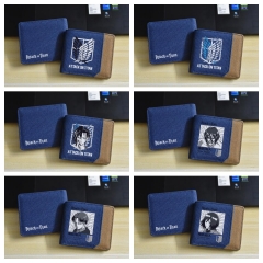 6 Styles Attack on Titan/Shingeki No Kyojin Cartoon Short Purse Anime Canvas Wallet