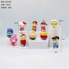 10PCS/SET 6-7.5CM Crayon Shin-chan Sanrio Melody Kuromi Cartoon Anime PVC Figure