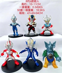 6PCS/SET 10-11CM Ultraman Cartoon Anime PVC Figure