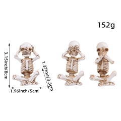 3pcs/set The Nightmare Before Christmas Skeleton Statues No See Speak Hear Anime Resin Figure