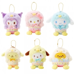 12cm 6 Styles Sanrio Kuromi Cinnamoroll Cartoon Anime Plush Toy Pendant Keychain