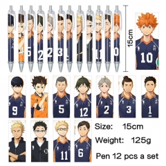 12pcs/set 2 Styles Haikyuu Cartoon Anime Pen Stationery