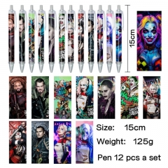 12pcs/set Suicide Squad Cartoon Anime Pen Stationery