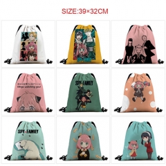 10 Styles 39*32CM SPY×FAMILY Anime Cartoon Drawstring Bag