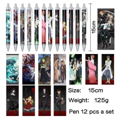 12pcs/set 2 Styles Bungo Stray Dogs Cartoon Anime Pen Stationery