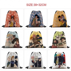 10 Styles 39*32CM Jujutsu KaisenEvangelion Anime Cartoon Drawstring Bag