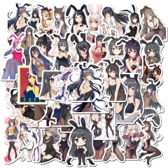 50PCS/SET Seishun Buta Yarou Series Bunny Girl Cartoon Anime Waterproof Paper Stickers Set