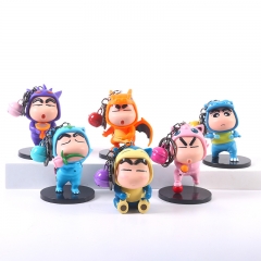 6pcs/set 7.5cm Crayon Shin-chan Cartoon Surprise Blind Box Anime PVC Figure Keychain