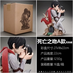 2 Styles 22CM GK Attack on Titan/Shingeki No Kyojin Kiss of Death Mikasa Ackerman Hold Eren Jaeger head Cartoon Anime PVC Figure Toy Doll